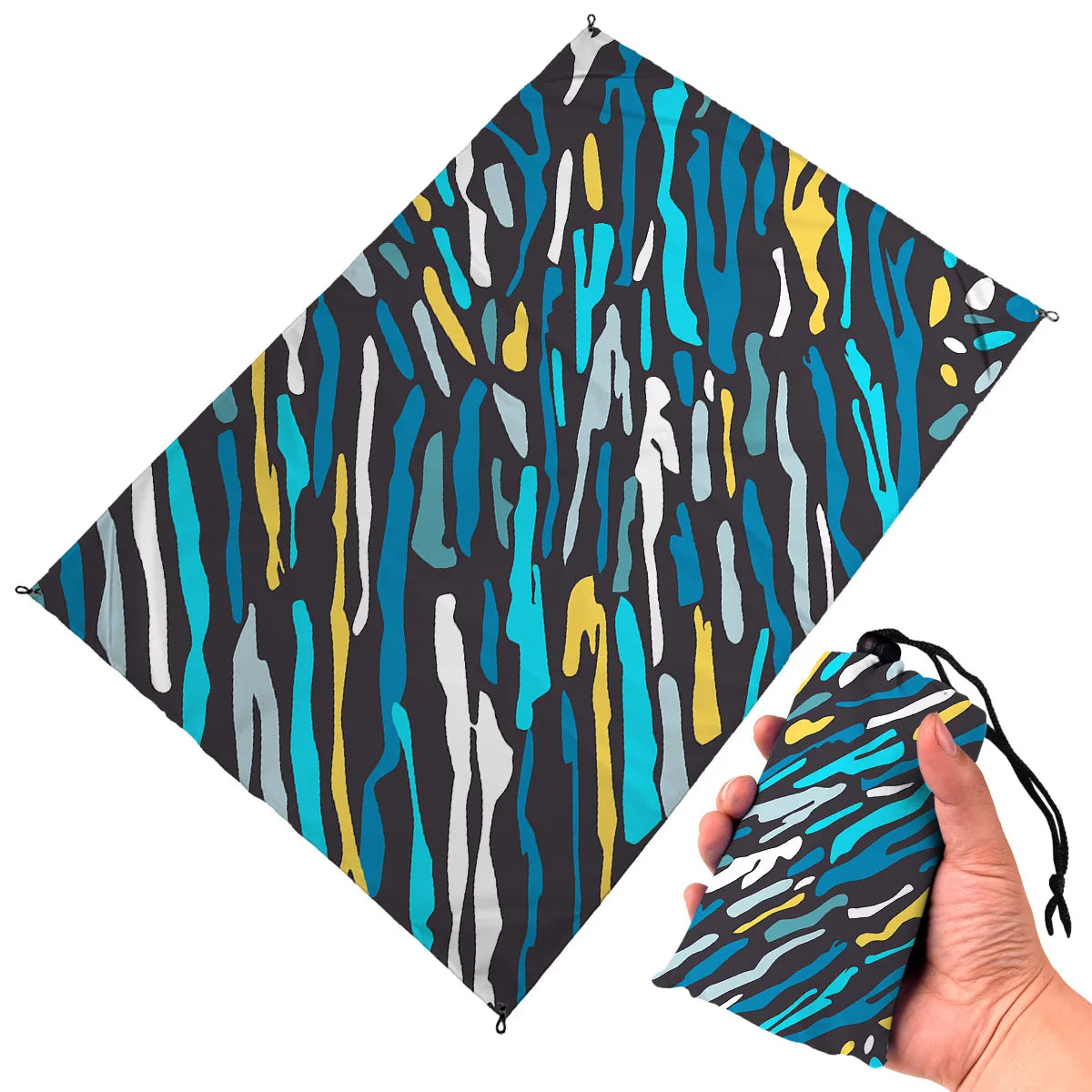 【8】2024 Colorful Print Camping Waterproof Mat Portable Stationary Outdoor Beach Mat Pocket Storage Picnic Damp Proof Pad