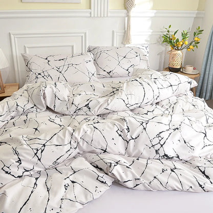 Black and White Bedding Set for Double Bed sabanas cama matrimonial Queen/King Comforter Sets Single Duvet Cover with Pillowcase