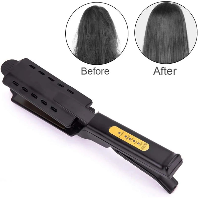 Ceramic Tourmaline Ionic Titanium Flat Iron Hair Straighten 2 In 1 Steam Vented Hole Design Wide Plate Hair Straightener