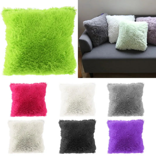 Soft Faux Fur Pillows Case Plush Cushion Cover Pink Blue Purple Warm Living Room Bedroom Sofa Decorative Pillows Cover 40*40cm