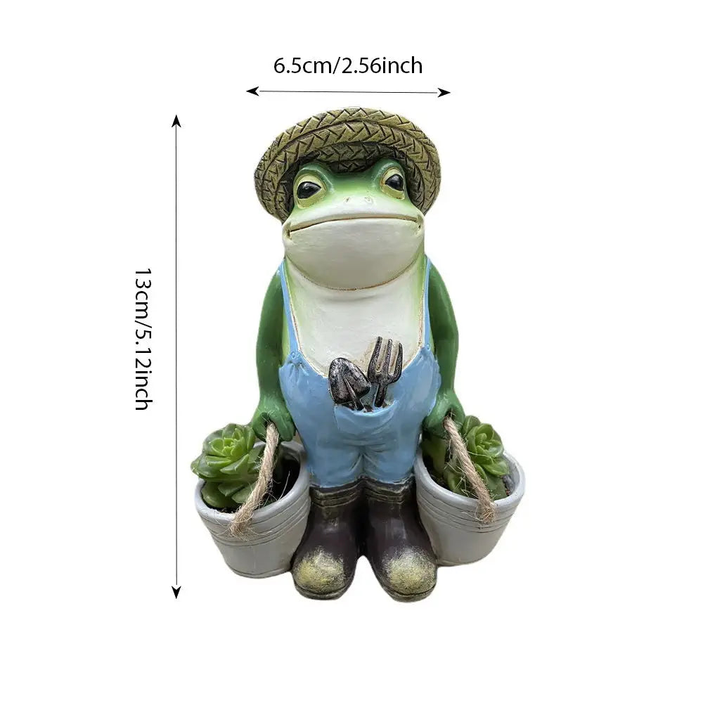Frog Bucket Resin Flower Pot, Fun Small Animal Decoration, Outdoor Garden Frog Statue Ornament, Lawn Yard Decoration