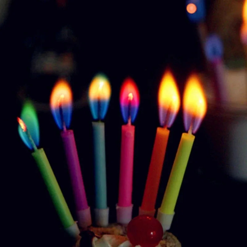 Vícebarevné plamenové svíčky Barevné svatební párty narozeninový dort Svíčky Dekorace pro děti děti 6 nebo 12 procent