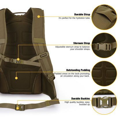 Mochila tática de Mardingtop com capa de chuva 35L Daypack para homens Trekking Pesques Sports Camping Caminhando 600D Polyster