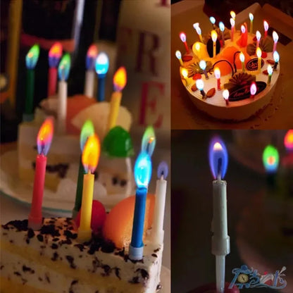 Mehrfarbige Flammkerzen bunte Hochzeitsfeier Geburtstagstorken Kerzen Dekoration Party für Kinder Kinder 6 oder 12 PCS