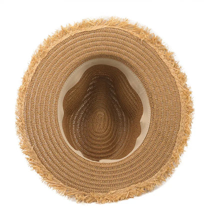 Nové letní unisex pláž cestovní dovolená slunce Straw Hat široký okraj vintage jazz panama kostel fedora slaměná klobouk