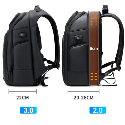 Fenruien حقائب ظهر مقاومة للماء USB شحن حقيبة مدرسية مضادة للسرقة الرجال على ظهره تناسب 15.6 بوصة محمول حقيبة السفر قدرة عالية