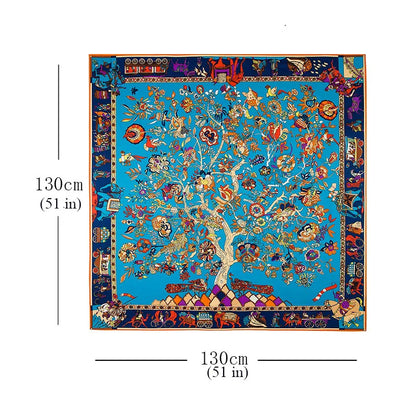 Lesida čistý hedvábný šátek Dámské velké šály Stole Tree Print Square Scarves Echarpes Foulards femme Wrap Bandanas 130*130 cm 1303