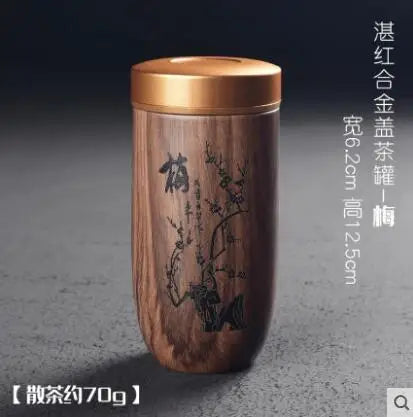Portable Ceramic Tea Can, Purple Sand Tea Caddy Imitation Wood Grain, Medium Pu'er Tea Box, Mini Travel Storage, Sealed Cans