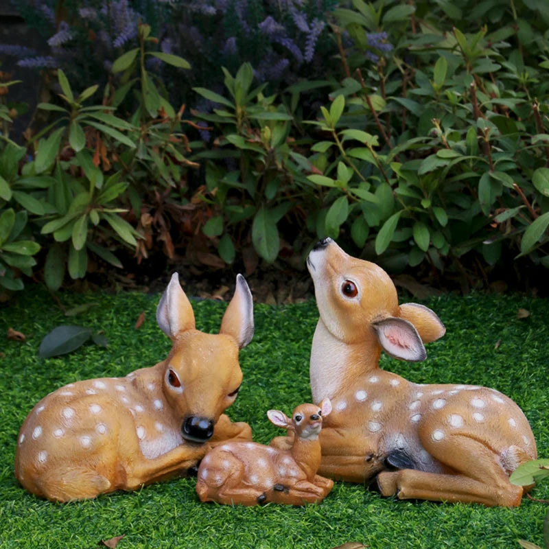 Decoración del jardín Estatuas de ciervos al aire libre Adornos de animales de resina Escultura de resina Decoración de paisajes para el hogar Craft Crafts