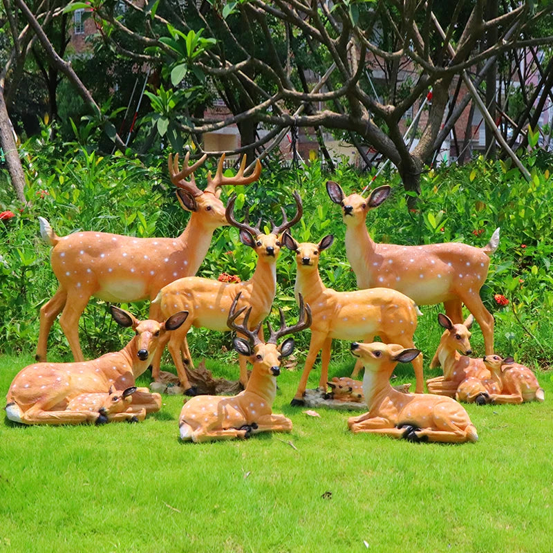 Statue da giardino di frutteto simulato Animale Sika Deer Frp Ornaments Yard Decorazioni per la casa Decorazione del giardinaggio Scultura all'aperto