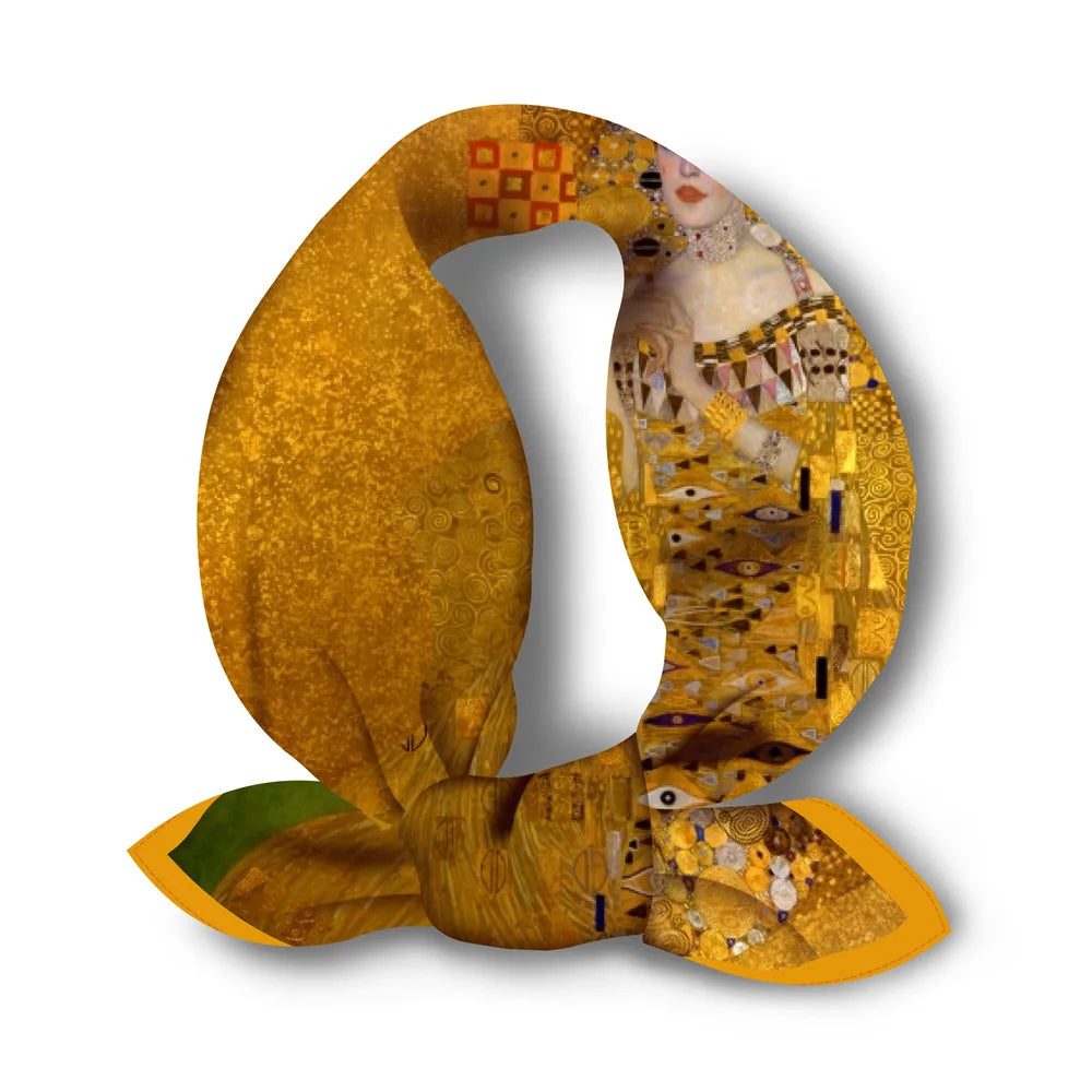 53 cm Klimt olíumálverk Madame Adele 100% silki trefil Konur ferningur klútar sjal foulard bandana hár trefil
