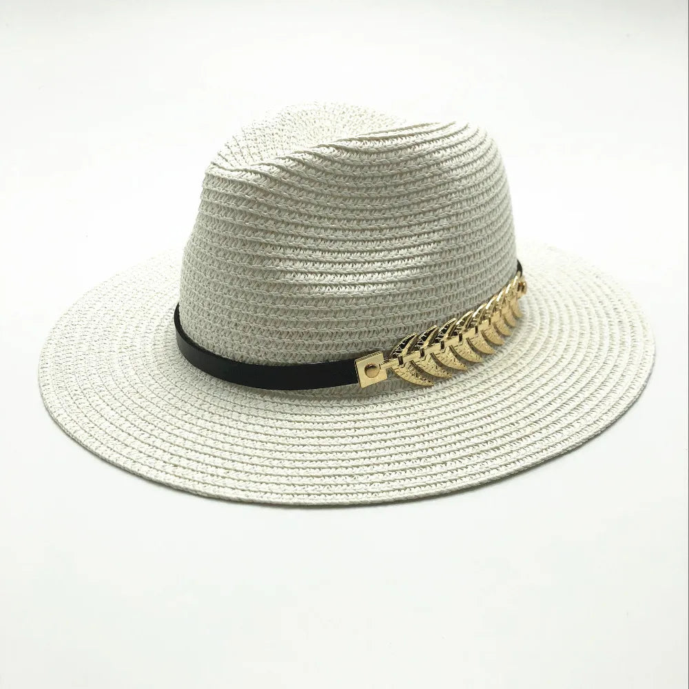 Vente à chaud largeur rond d'été de plage de sable de sable de soleil femme hommes hommes panama vintage fedora paille chapeau hommes style britannique Caps de paille de paille