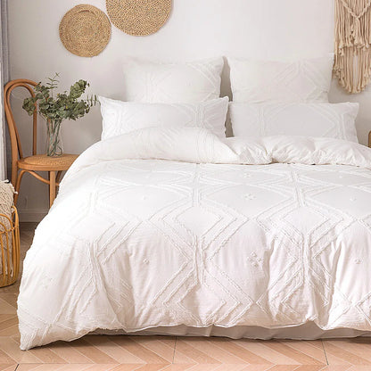 Wostar Summer White Pinch Pleat Vivet Vubo 220x240cm Cubierta de cama de cama doble de lujo Conjunto de ropa de cama de cama queen King