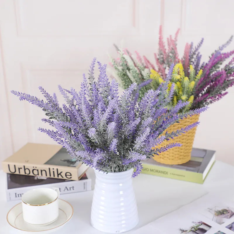 Een stel provence lavendel plastic kunstmatige bloemen valse planten trouwhuis decoratie kersttafel decoratie