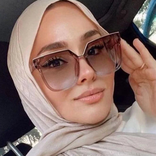Vintage brun overdimensioneret solbriller til kvindelig brand designer plast briller 2021 trendy store ramme kvinder solbriller gradient