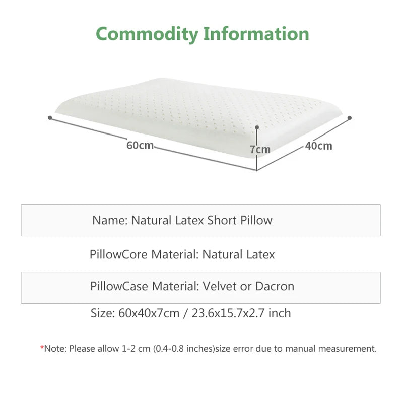PURENLATEX 60*40*7 Tailandia Látex natural de la almohada de almohada de almohada de la columna