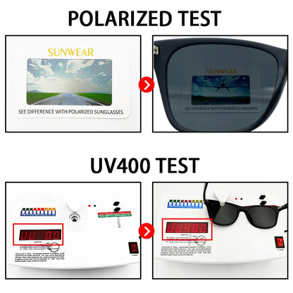 Shitje e nxehtë syze dielli të polarizuara burra gra klasike katrore plastike Syza dielli dielli mashkull mashkull i zi hije udhëtimi uv400