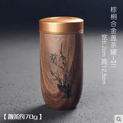 Portable Ceramic Tea Can, Purple Sand Tea Caddy Imitation Wood Grain, Medium Pu'er Tea Box, Mini Travel Storage, Sealed Cans