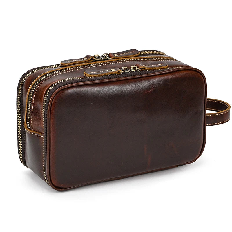 Luufan Genuine Leather Cosmetic Bag Momen Mulheres Maquiagem Portátil Brash chuveiro Caixa Waterproo Clutch Viagem Groomsmen Groomsmen Presente