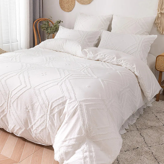 Wostar Summer White Pinch Plic Plat Cover 220x240cm Copertă cu matlasă cu pat dublu pat de pat set de lenjerie de pat Queen King Size Cover Comforter