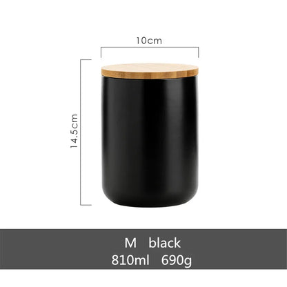 Gold-plated Marbling Sealed Ceramic Storage Jar With Bamboo Lid  Spices Tank Container Kitchen Food Bottle Coffee Tea Caddy