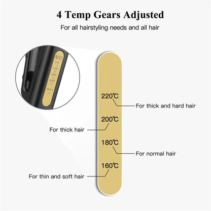 Leveä levy litteä rauta ammattimainen titaaniseoksen hiusten suoristuksen lämpötila säädettävä suoristaminen tuuletustyylityökalu