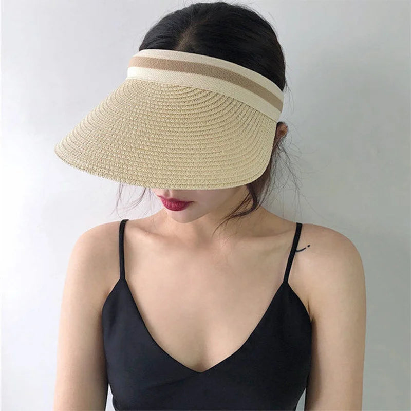 2021 Luxusná plážová slama klobúky Summer Sun Hat UV Ochrana Panama Rybolov Ženy módna čiapka Žena