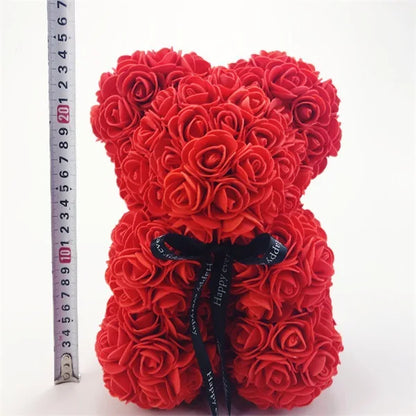 Cadeau de la Saint-Valentin 25 cm Rose en peluche ours de fleurs ours avec des fleurs Rose rouge