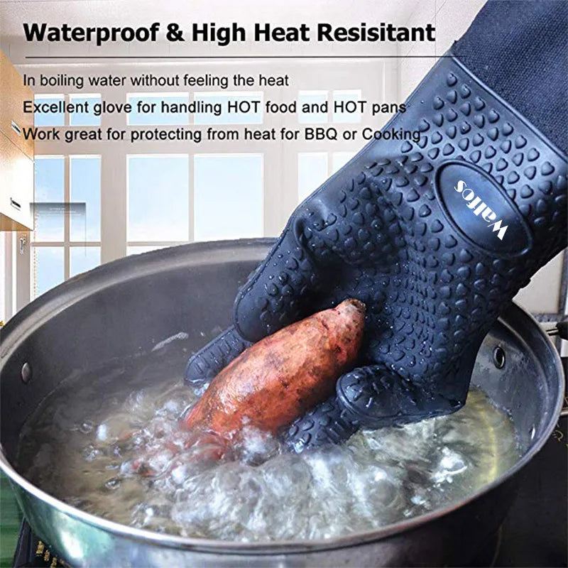 1 morceau Gants de cuisine en silicone BBQ Gants Gants de cuisson résistants à la chaleur pour les gants de gants de four à micro-ondes à grillades