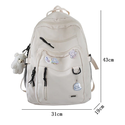 Fashion Big Student Backpack New Badge Rucksack lányok iskolás táska nagy kapacitású női hátizsák női aranyos szabadidő utazás mochila