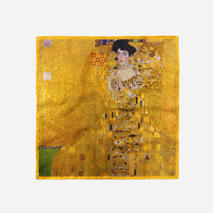 53 cm Klimt Oil Maleri Madame Adele 100% Silk tørklæde Kvinder Square tørklæder Sjaler Foulard Bandana Hår tørklæde