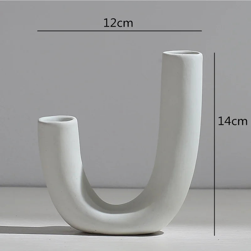 Ceramic Vase Abstract Flower Arrangement Hydroponic Crafts Ornaments Modern Home Decoration Accessories White Vases Decor