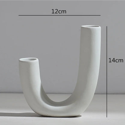 Ceramic Vase Abstract Flower Arrangement Hydroponic Crafts Ornaments Modern Home Decoration Accessories White Vases Decor