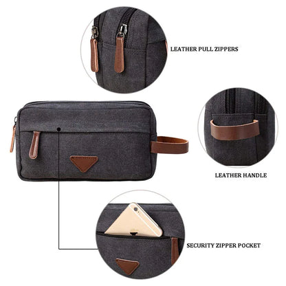 Hombres Bolsas de embrague Kit de aseo de la cosmética Bolsa de la bolsa Canvas de viaje Bolsa de lavado impermeable Caja de maquillaje femenino