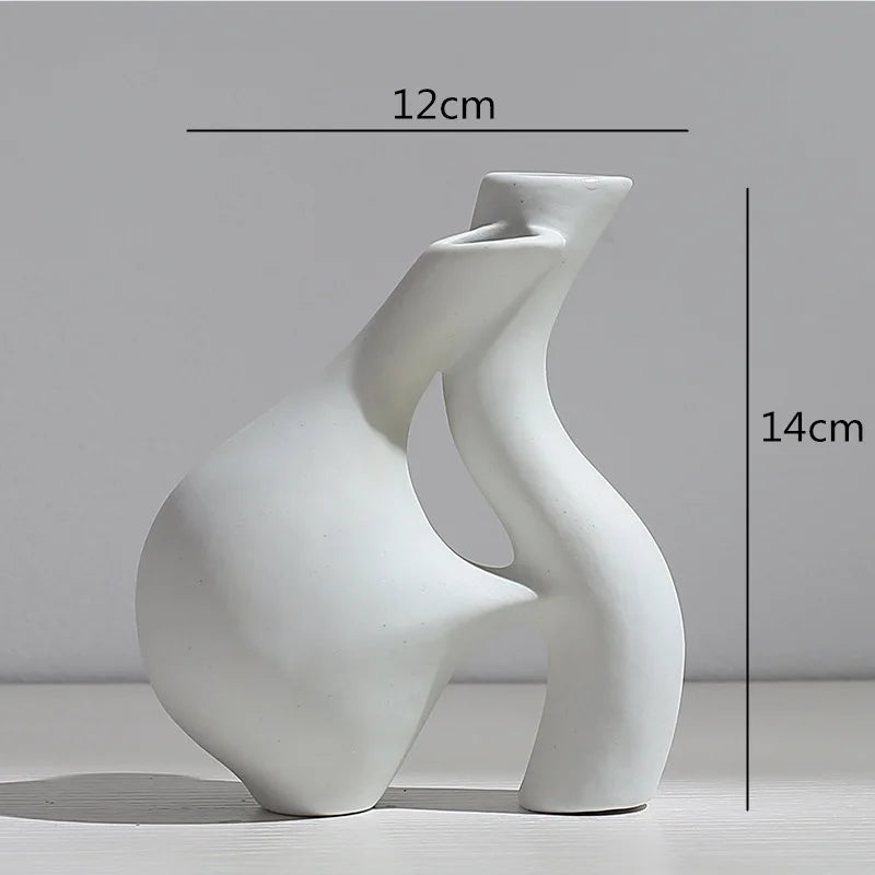 Ceramic Vase Abstract Flower Arrangement Hydroponic Crafts Ornaments Modern Home Decoration Accessories White Vases Decor