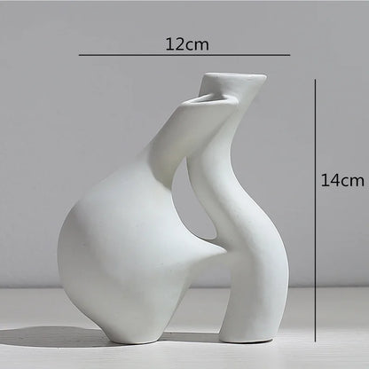 Ceramic Vase Abstract Flower Arrangement Hydroponic Crafts Ornaments Modern Home Decoration Accessories White Vases Decor