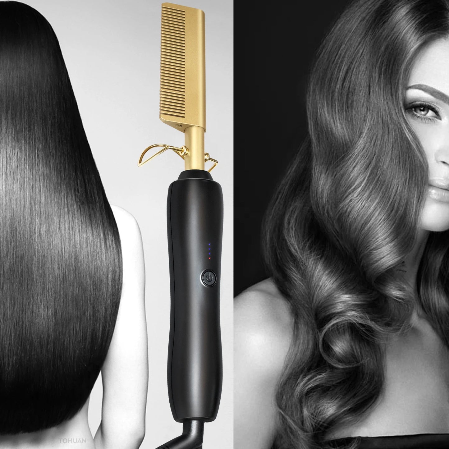 Wielofunkcyjny pędzel do włosów płaski żelazo mokro sucha użyj gorące grzebienia Włosy proste stylowy Curling Iron Hair Curler