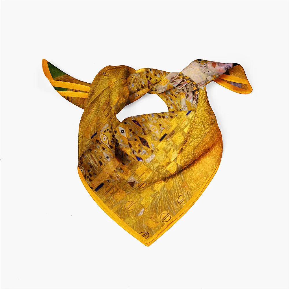 53 cm Klimt olíumálverk Madame Adele 100% silki trefil Konur ferningur klútar sjal foulard bandana hár trefil