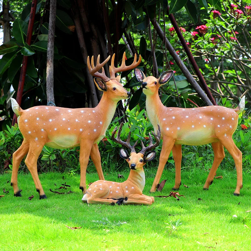 Orchard Garden Statues Simulerte Animal Sika Deer Frp Ornamenter Gårdsinnredning Landskap Hagearbeid Dekorasjon Skulptur utendørs