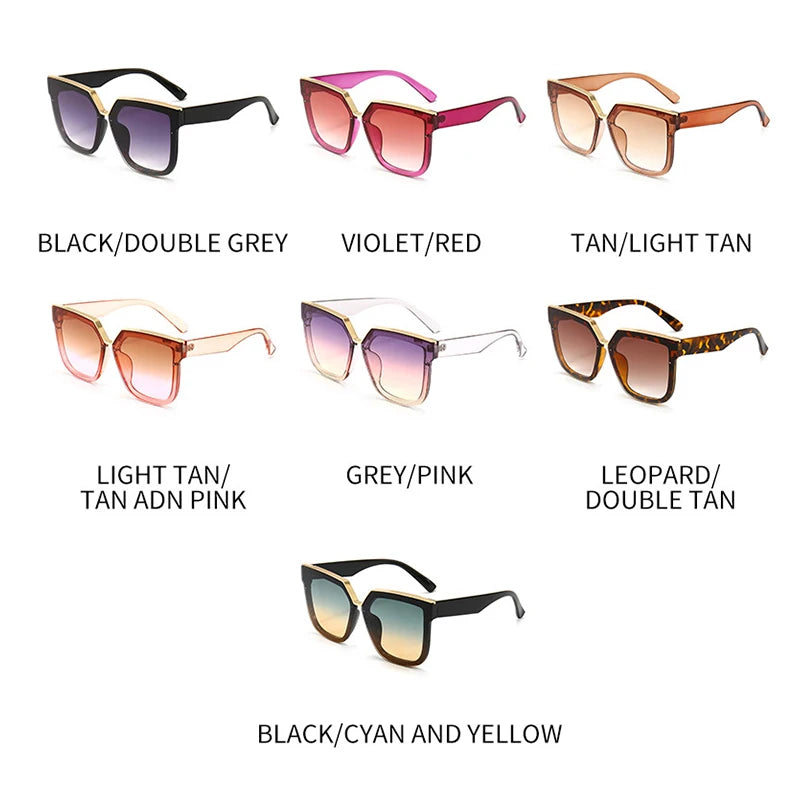 Vintage Brown Oversized Sun Glasses For Female Brand Designer Plastic Eyewear 2021 Trendy Big Frame Womens Sunglasses Gradient