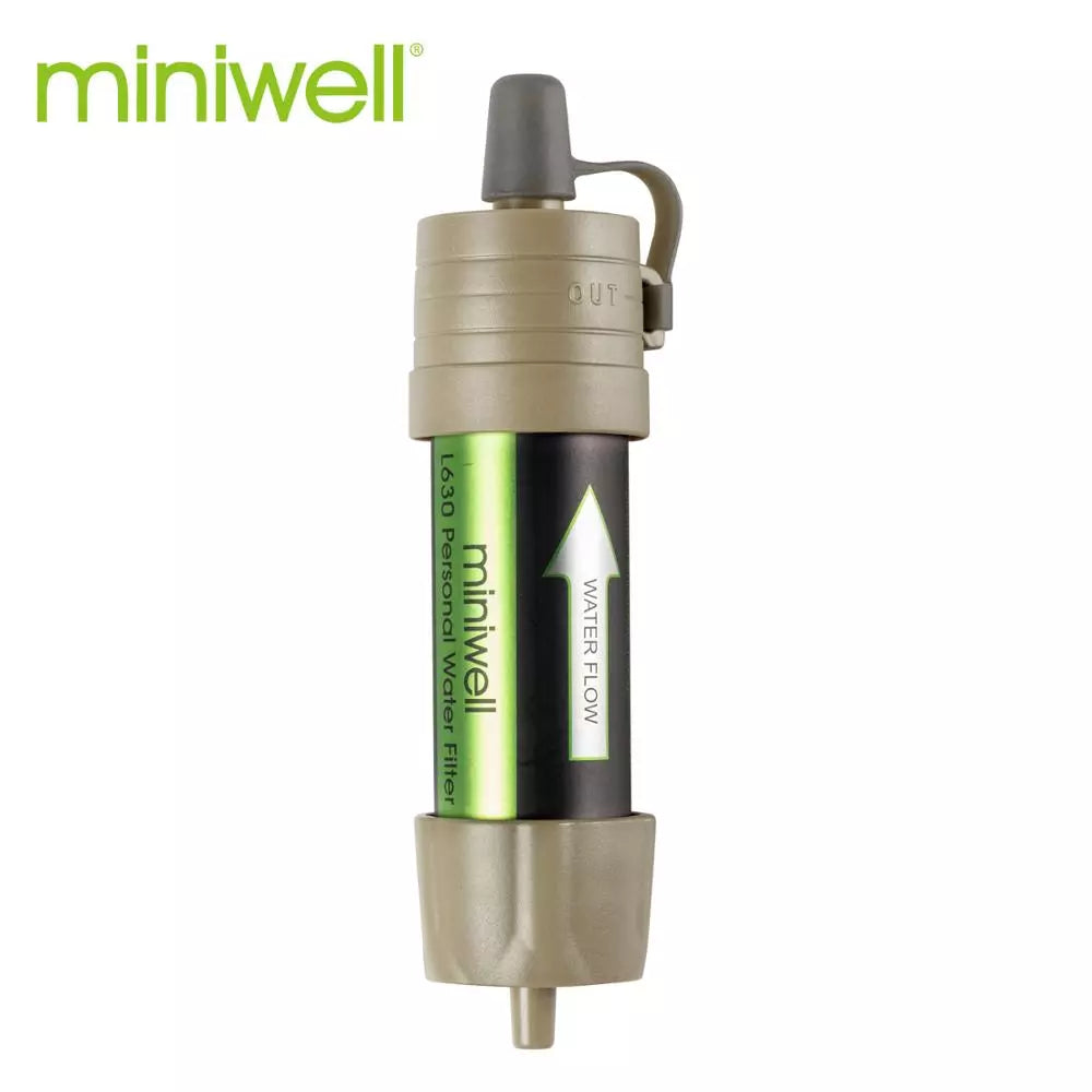 Miniwell L630 Kit de supervivencia de filtro de agua al aire libre portátil con bolsa para acampar, senderismo y viaje