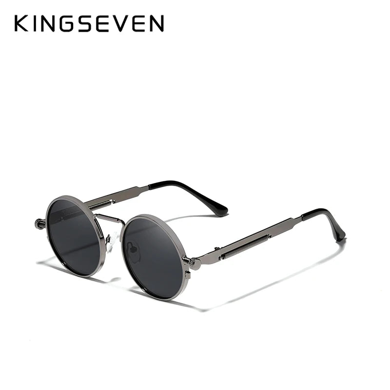 Kingseven visokokvalitetna gotička steampunk sunčanih naočala polarizirane muškarce Dizajner branda Vintage okrugli metalni okvir sunčanih naočala