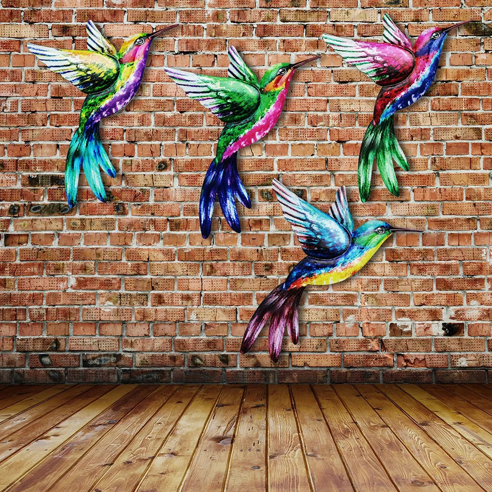 Metal Bird Wall Art Sculpture Outdoor Hanging Ornament Big Hummingbird Pendant For Garden Wall Home Decoration