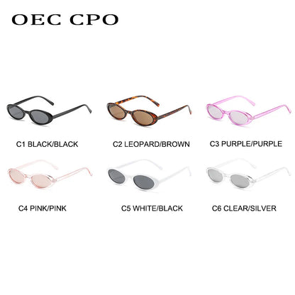 OEC CPO Seksikäs pienet soikeat naisten aurinkolasit 2023 Uusi muoti Leopard Brown Hot Sun Glasses Retro Värikäs Shade Eyeglass