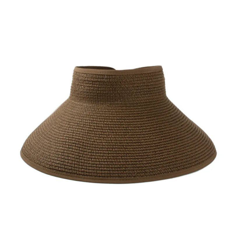 2021 Été pliant vide haut chapeau de paille du chapeau de soleil chapeau de plage uv