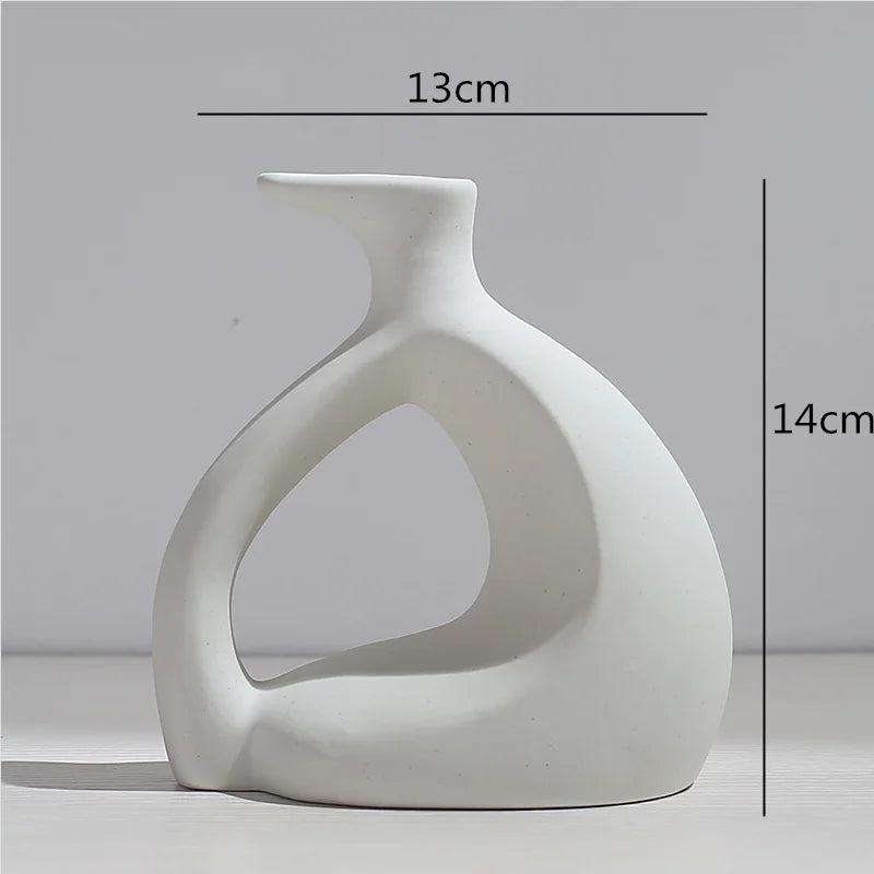 Ceramic Vase Abstract Flower Arrangement Hydroponic Crafts Ornaments Modern Home Decoration Accessories White Vases Decor