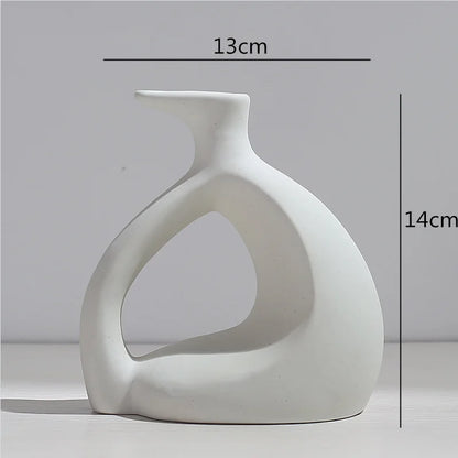 Ceramic Vase Abstract Flower Arrangement Hydroponic Crafts Ornaments Modern Home Decoration Accessories White Vases Decor