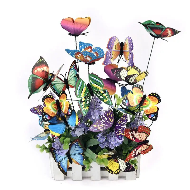 Csomó pillangók kerti udvar ültetvényes színes szeszélyes pillangó tét dekoracion kültéri dekoráció kertészeti dekoráció
