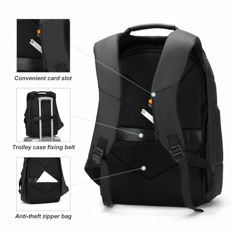 Fenruien Waterproof Backpacks USB Charging School Bag Anti theft Men B Country Mouse