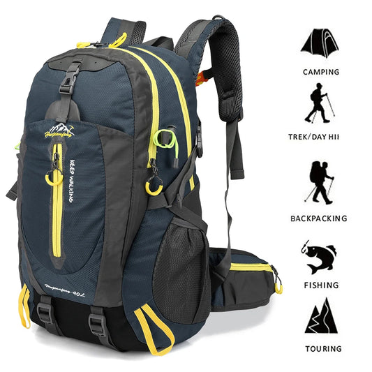 40L Vonkajšie kempingové taška na lezenie vrecka Batoh nepremokavá taktická taška na turistiku lezenie Treking Hunting Men Ženy Športové tašky